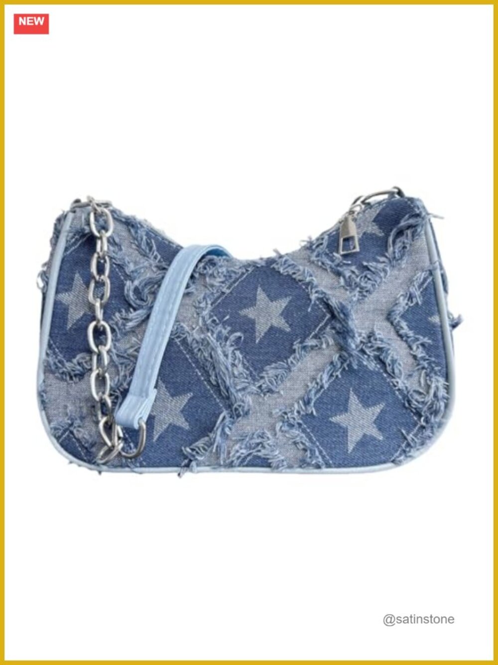Small Denim Shoulder Bag Y2K 90s Underarm Purse Star Pattern